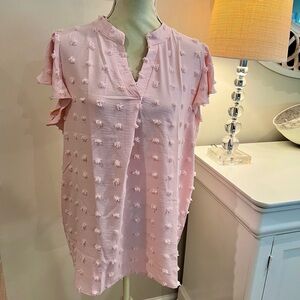 Elegant Pink Ruffle Sleeve Top